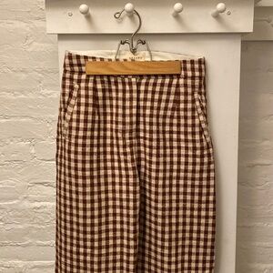 Sezane Martin Crop Brown/Ecru Gingham Trousers